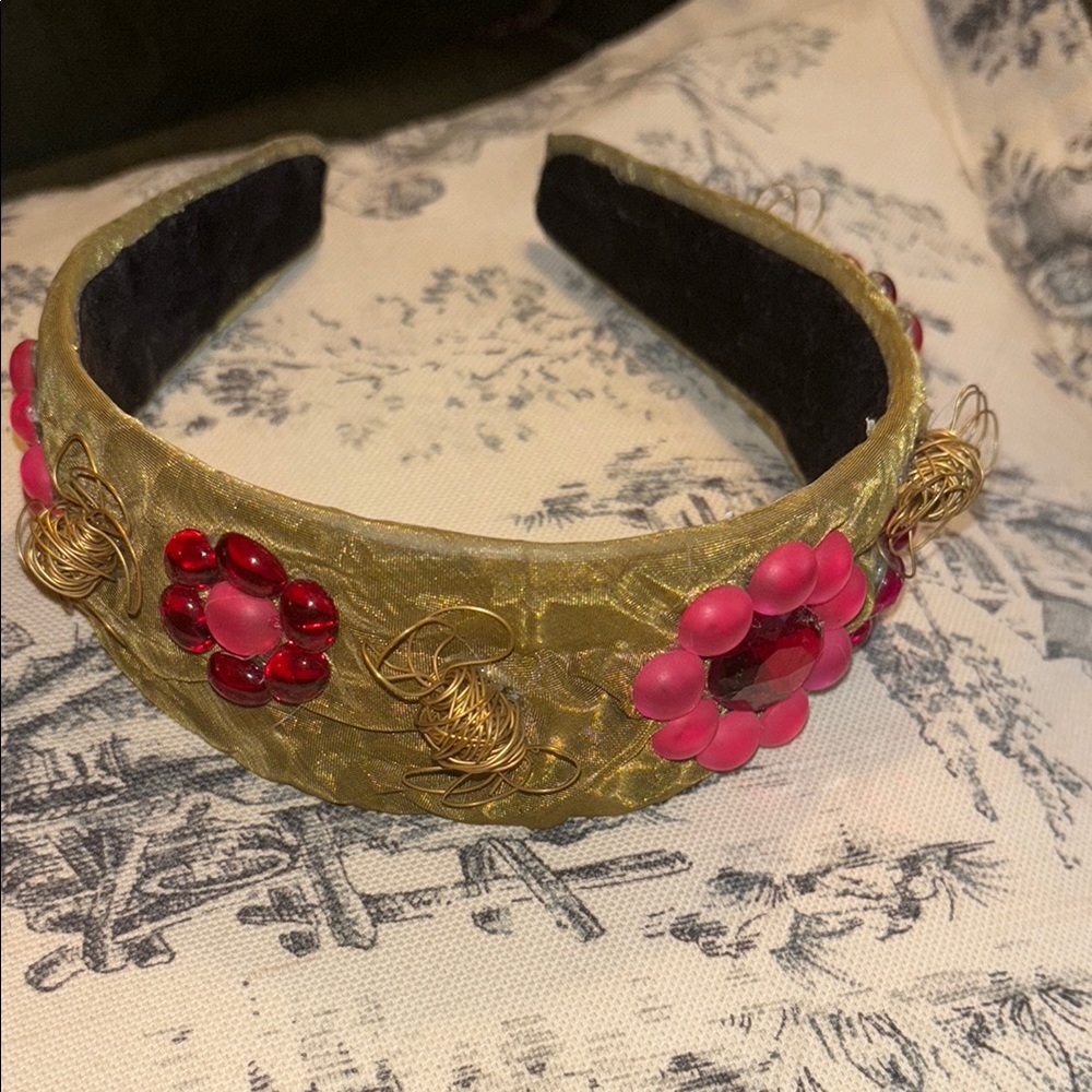 Colette Malouf Gold and Pink Baroque Hair Accessory